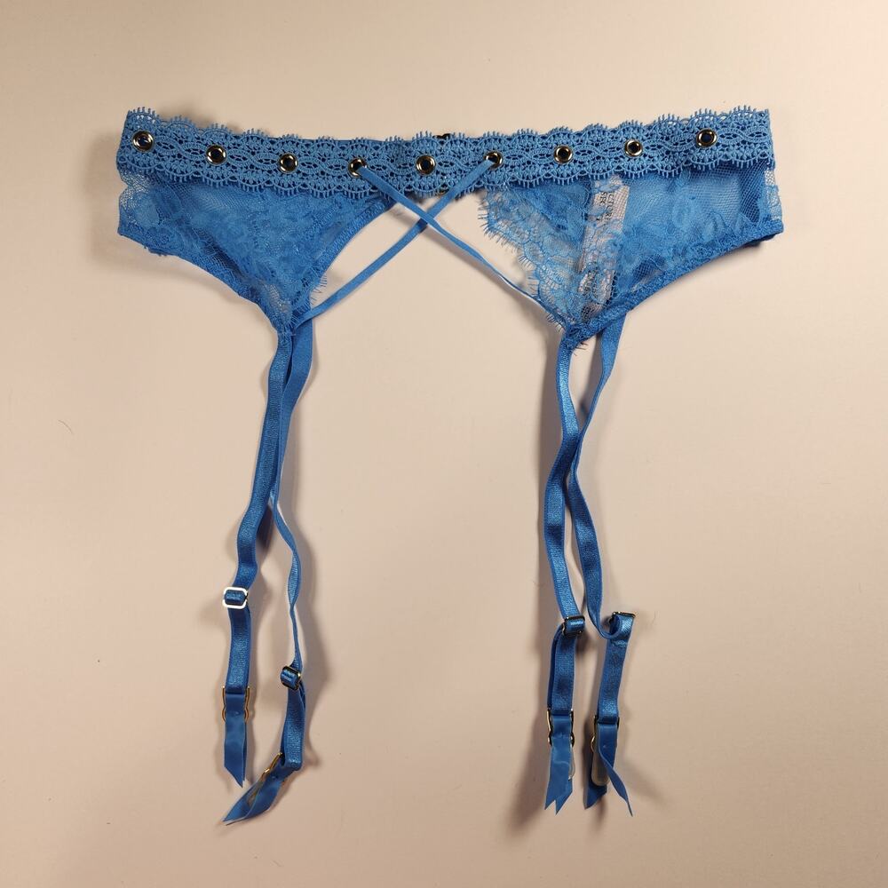 Victoria's Secret Very Sexy Blue Floral Lace Garter Belt - Small / XS - Lingerie